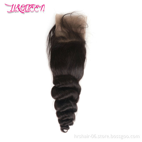 Raw Indian Temple Remy Hair,Unprocessed Indian Loose Wave Human Hair Closure